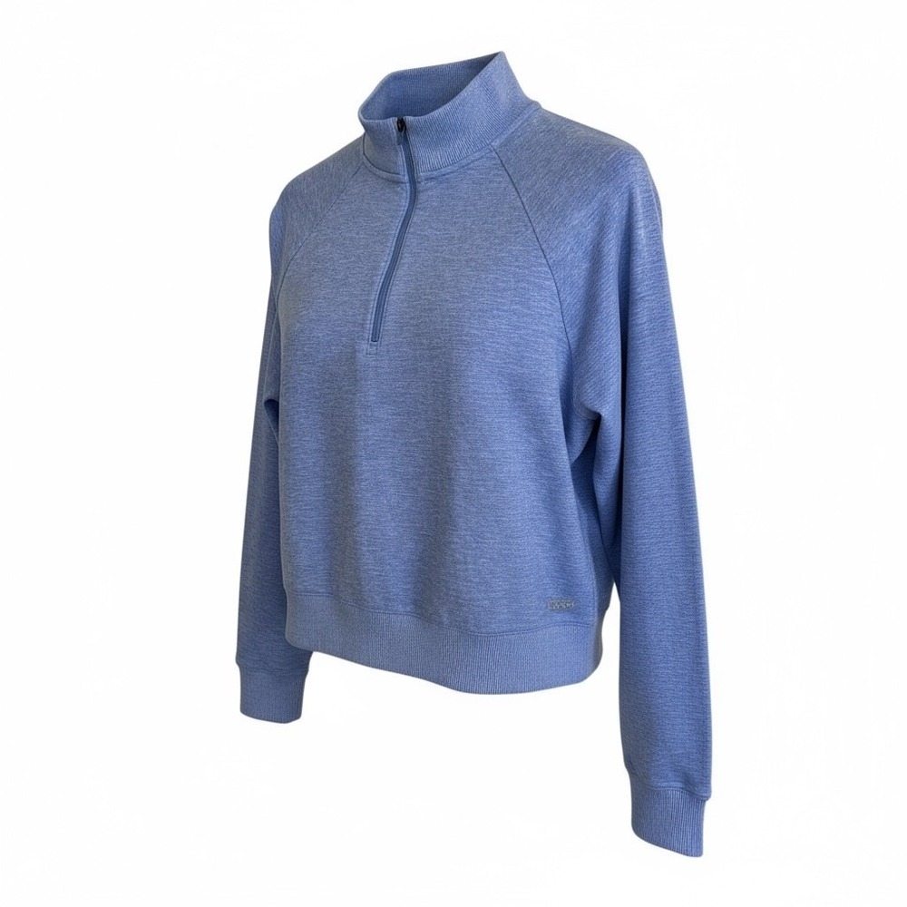 GapFit Brushed Tech Jersey Quarter Zip Pullover Blue Heather Mens Wm Small Tall